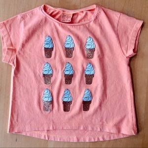 ZARA girls tee with ice cream cone and sparkles